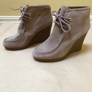 Michael Kors Wedge Heel Suede Tan Ankle Boots Size 8